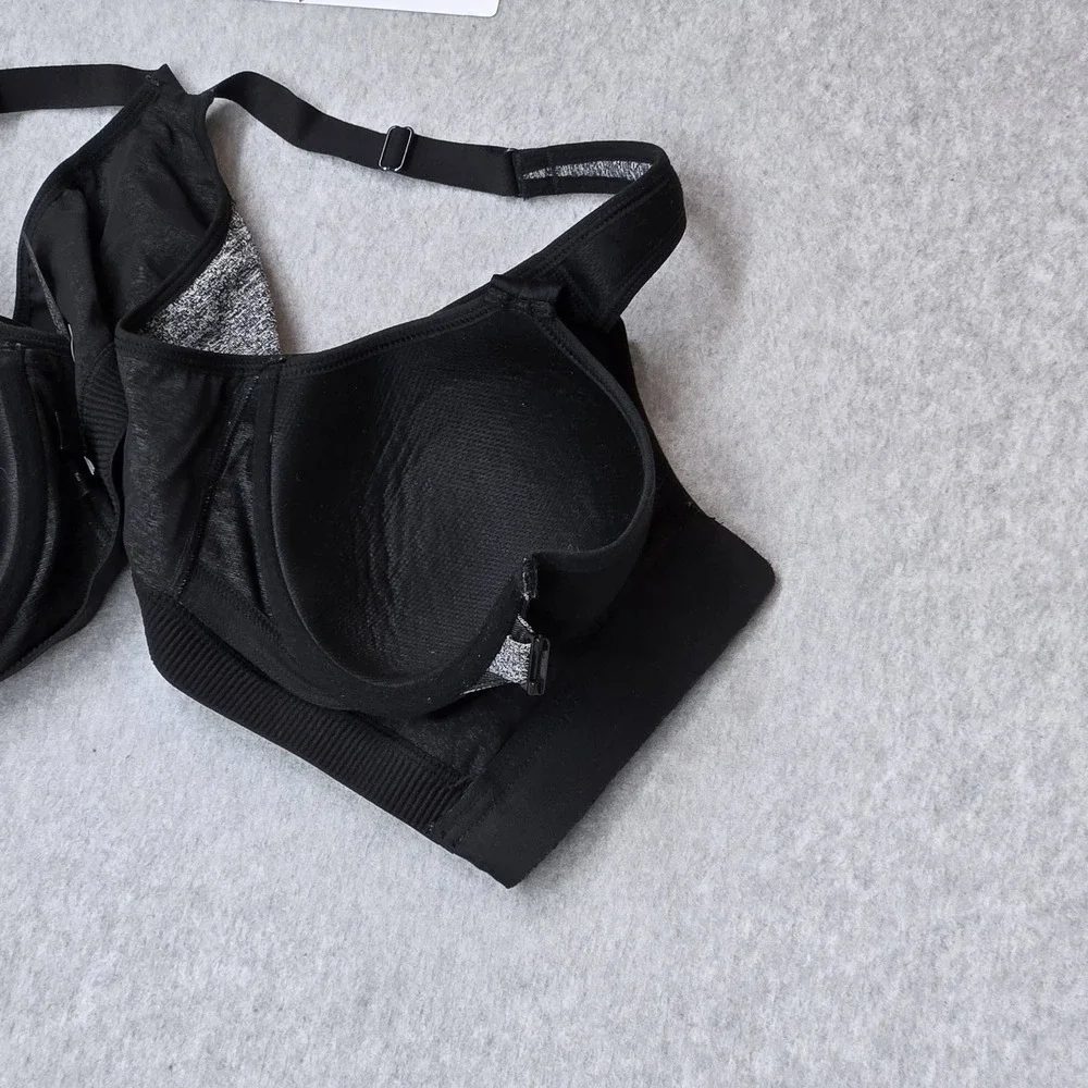 Victoria Sport Women Sports Bra 36C Gray Wireless Mesh Front Closure